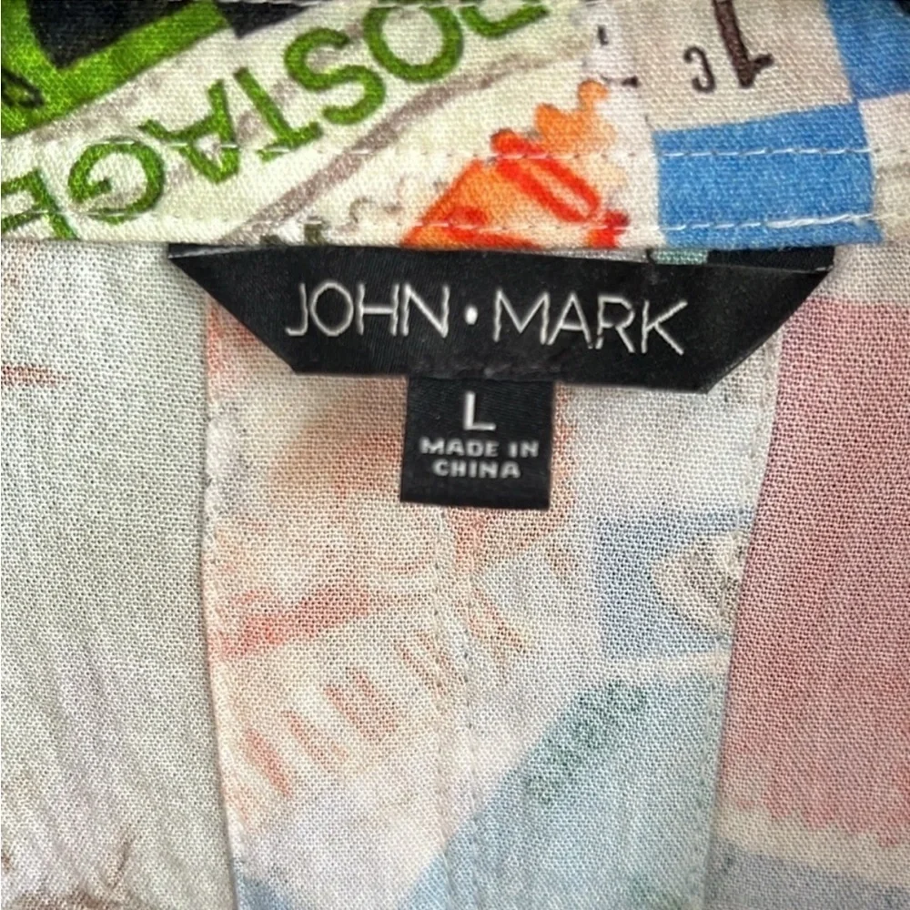 Like New John Mark Travel Postage Ruched Sleeve
Wired Collar Top Size Large - Picture 2 of 8